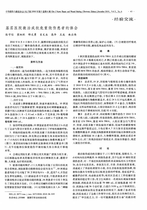 基层医院救治成批危重烧伤患者的体会