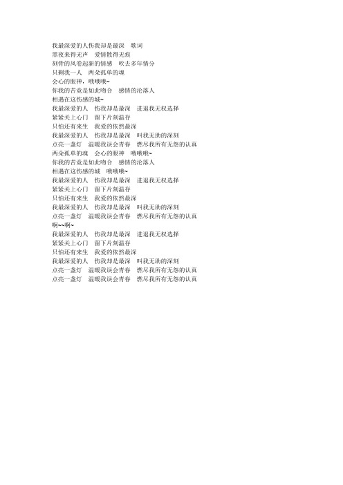 我最深爱的人伤我却是最深  歌词