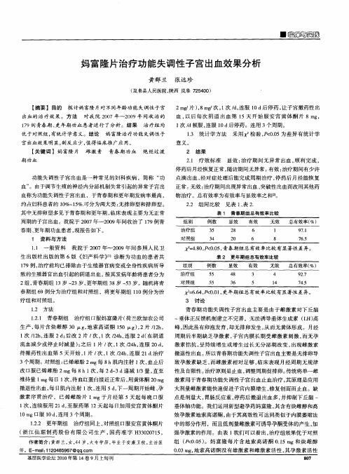 妈富隆片治疗功能失调性子宫出血效果分析