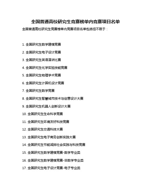 全国普通高校研究生竞赛榜单内竞赛项目名单