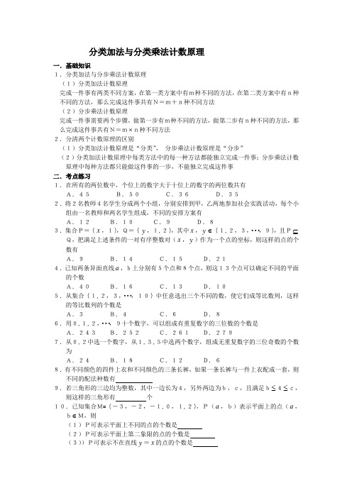 分类加法与分类乘法计数原理