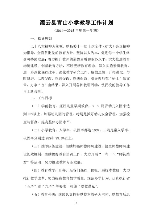 灌云县青山小学教导工作计划1