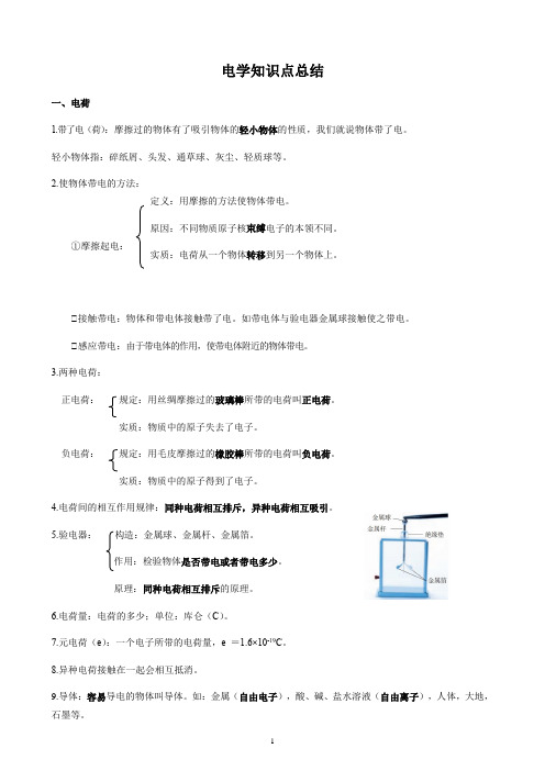 人教版九年级物理电学知识点总结