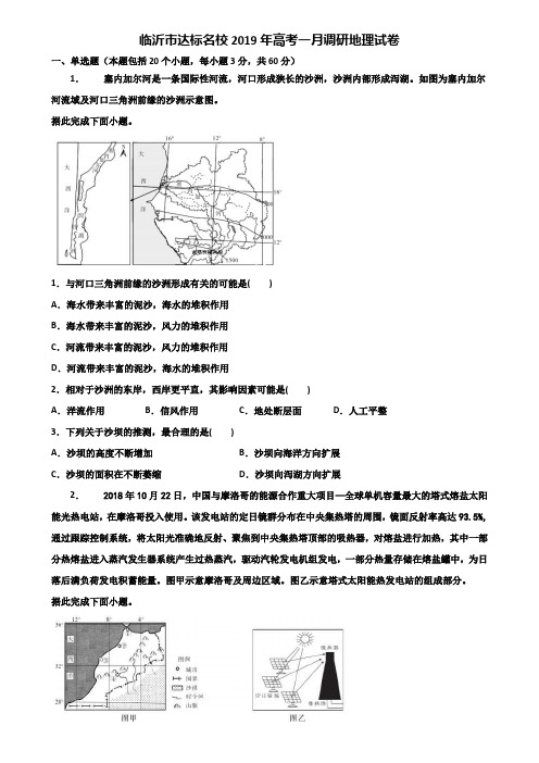 临沂市达标名校2019年高考一月调研地理试卷含解析