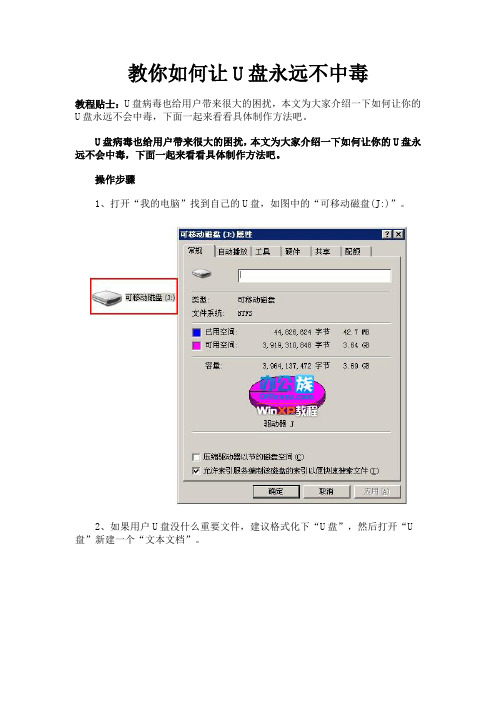 教你如何让U盘永远不中毒