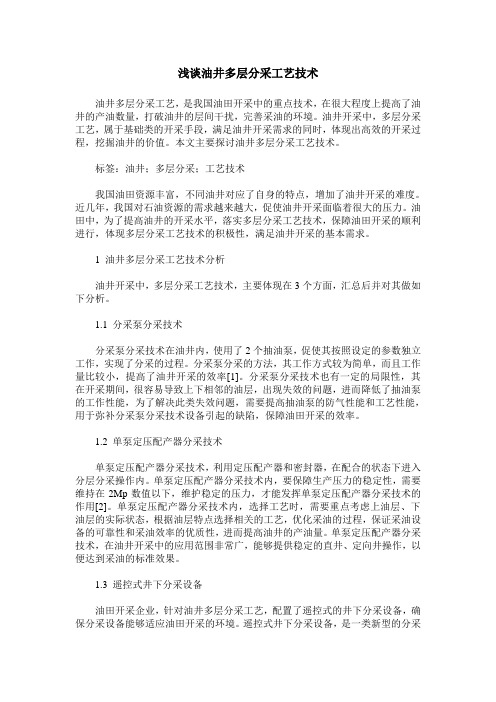 浅谈油井多层分采工艺技术