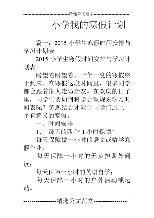 小学我的寒假计划
