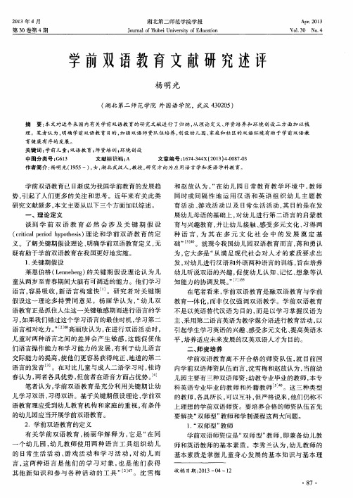 学前双语教育文献研究述评