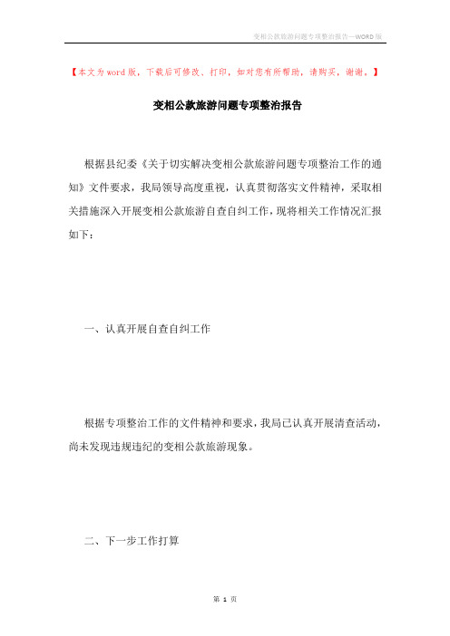 变相公款旅游问题专项整治报告