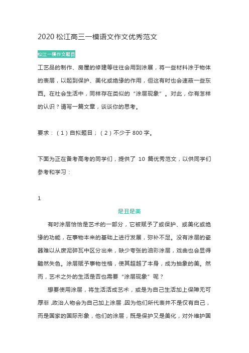 2020松江高三一模语文作文优秀范文