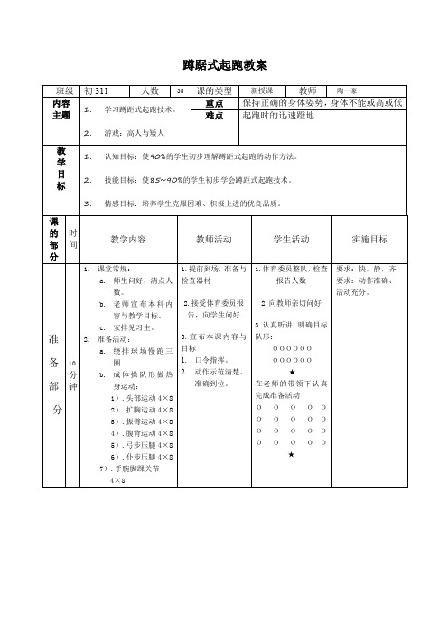 初中蹲踞式起跑教案