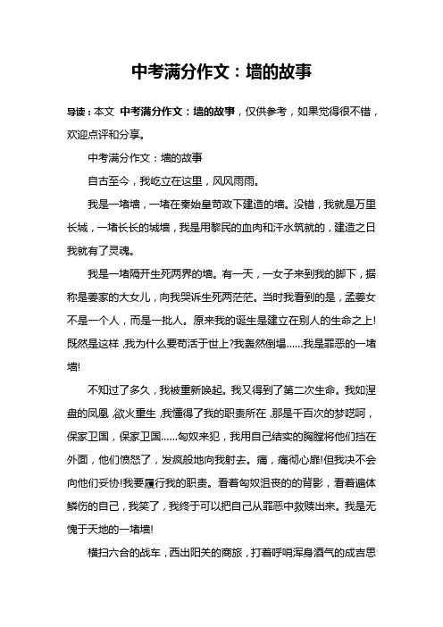 中考满分作文：墙的故事