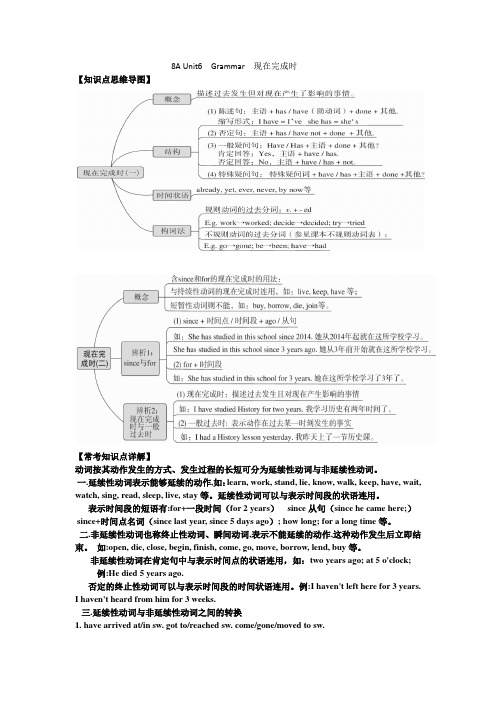 牛津深圳版八年级上册 Unit6 语法与练习%2B答案-现在完成时思维导图