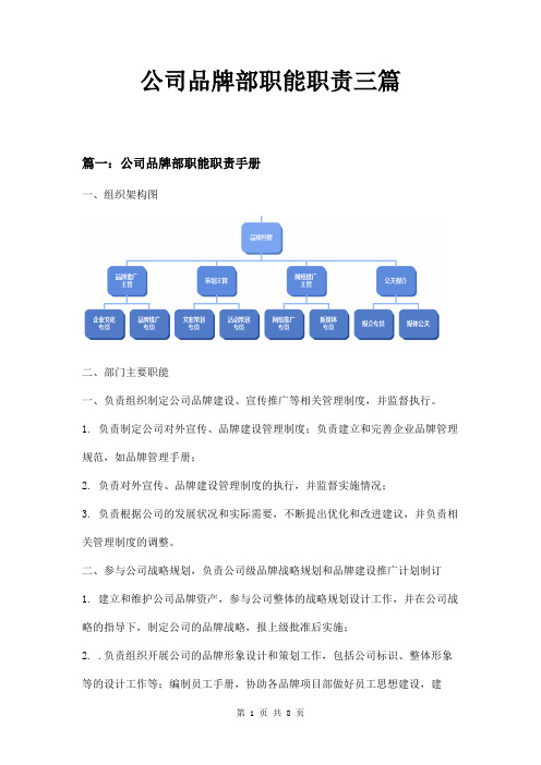 公司品牌部职能职责三篇