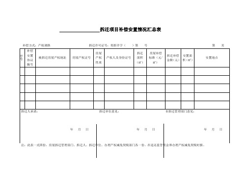 拆迁汇总表