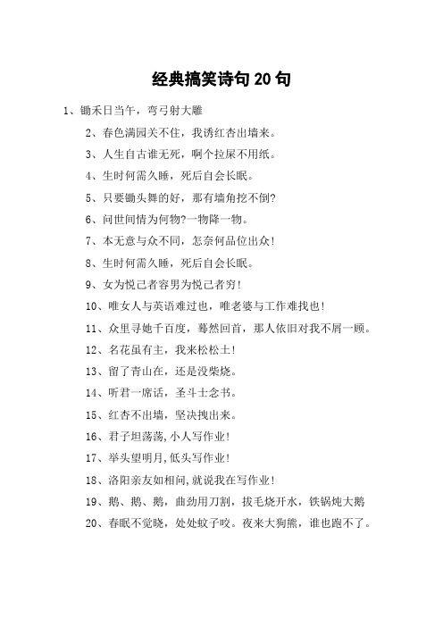 经典搞笑诗句20句