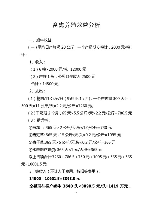 畜禽养殖效益分析