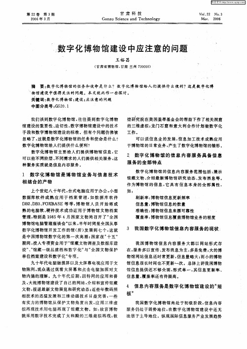 数字化博物馆建设中应注意的问题