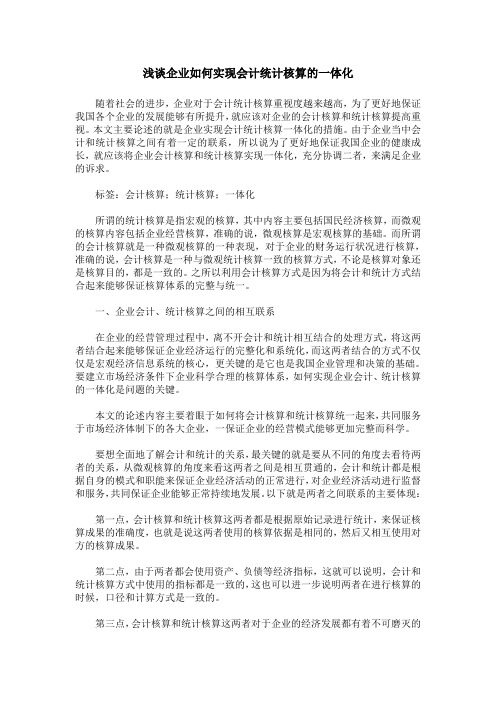 浅谈企业如何实现会计统计核算的一体化