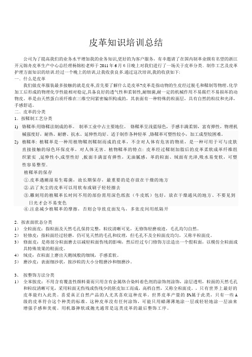 皮革知识培训总结