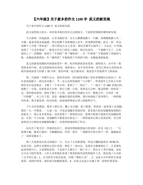 【六年级】关于家乡的作文1100字 武义的新发现