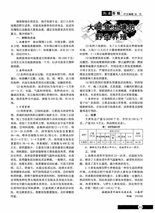 大黄鱼池塘仿野生养殖