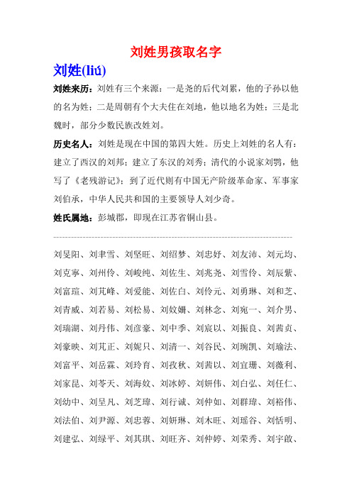 刘姓男孩取名字