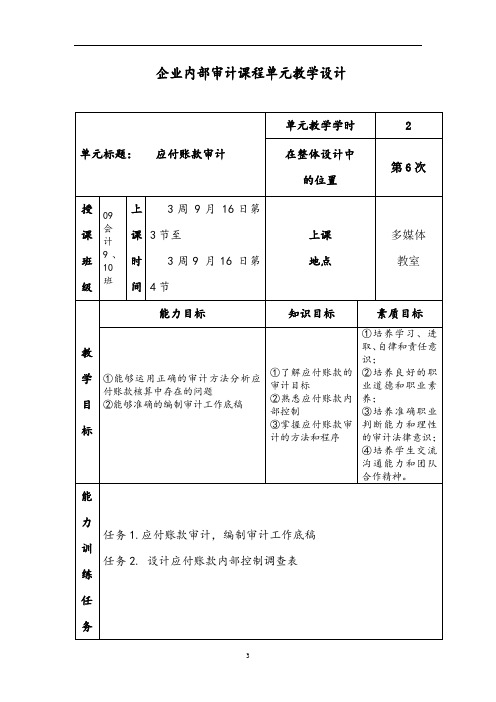应付账款审计单元设计