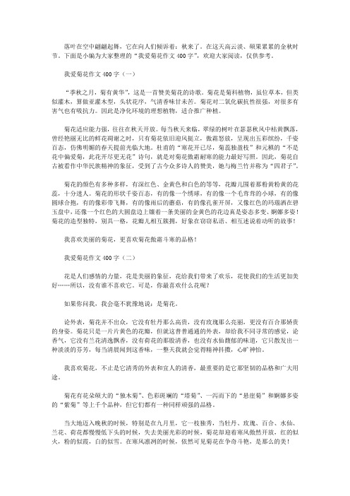 我爱菊花作文400字