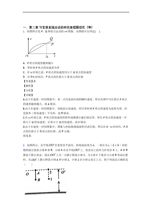 人教版高一物理上册 第二章 匀变速直线运动易错题(Word版 含答案)(1)
