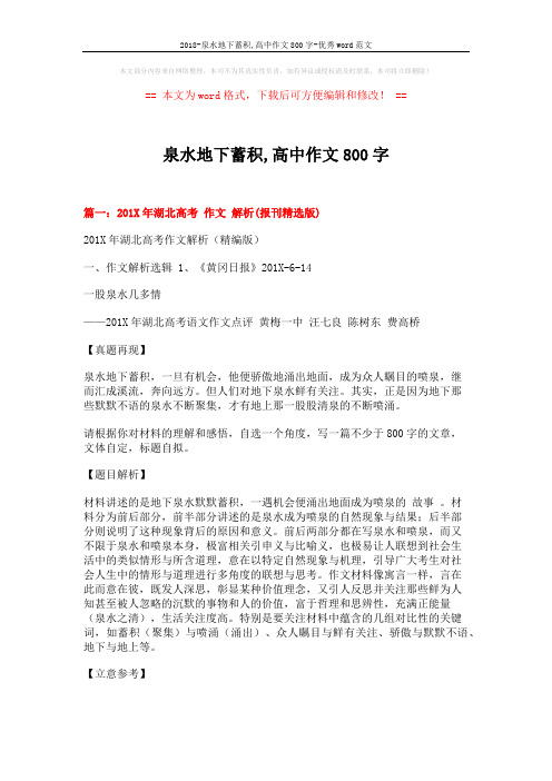 2018-泉水地下蓄积,高中作文800字-优秀word范文 (11页)