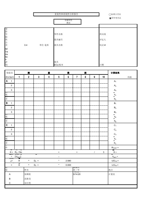 测量系统重复性与再现性分析MSA