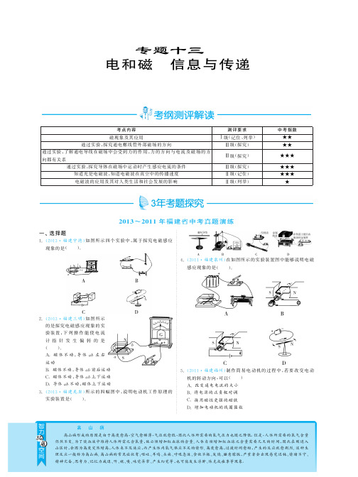 专题十三 九年级中考物理电和磁 信息与传递