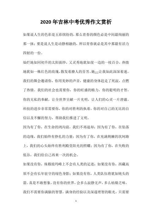 2020年吉林中考优秀作文赏析