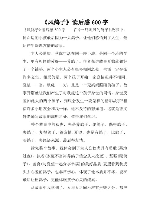 《凤鸽子》读后感600字