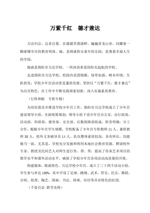 万达少年宫宣传片文稿定板