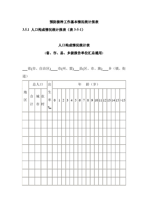预防接种工作基本情况统计报表