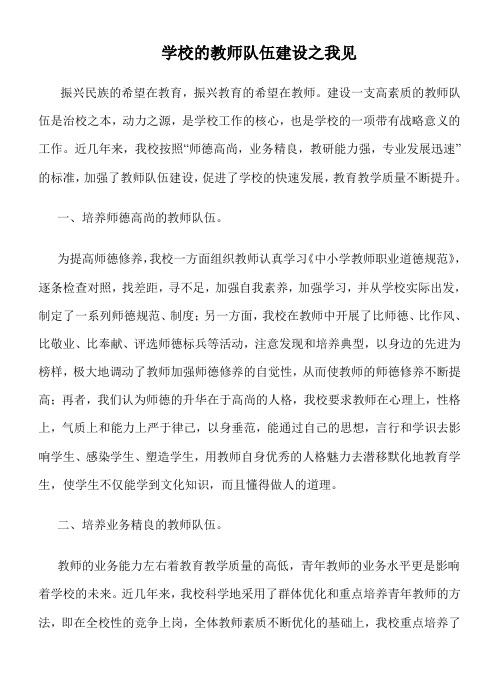 教师队伍建设之我见