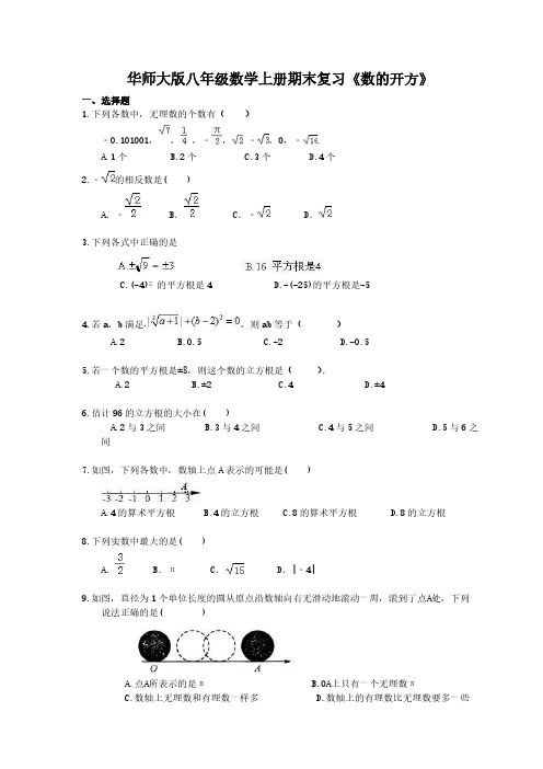 2020华师大版八年级数学上册期末复习《数的开方》(含答案)