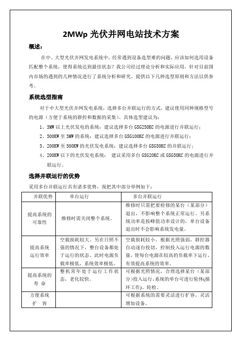 建筑工程规范资料之MW光伏并网电源方案母版