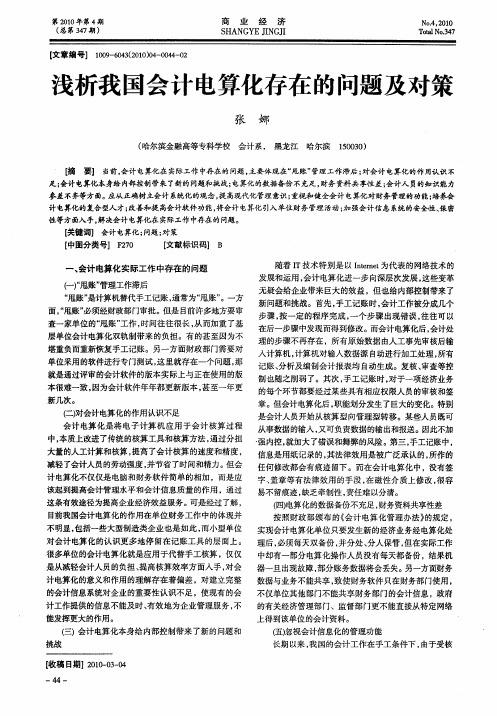 浅析我国会计电算化存在的问题及对策