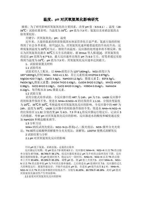 温度、pH对厌氧氨氧化影响研究