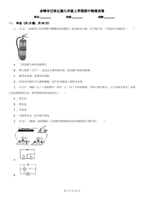 赤峰市巴林左旗九年级上学期期中物理试卷