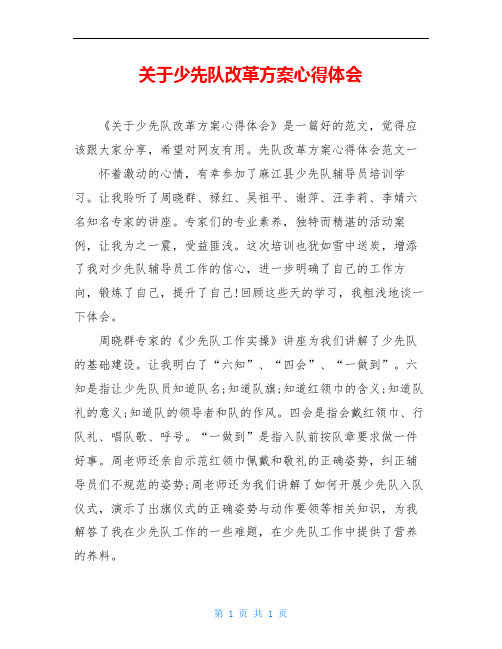 关于少先队改革方案心得体会