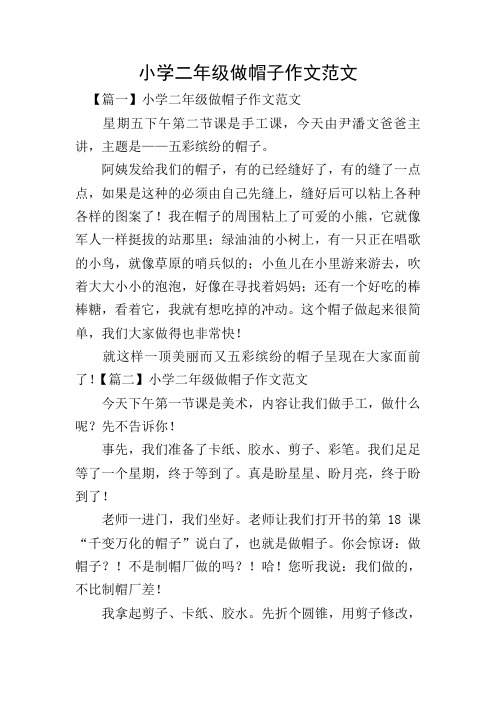 小学二年级做帽子作文范文