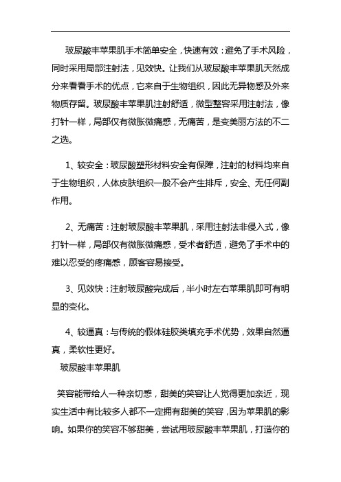 玻尿酸丰苹果肌,丰唇,丰下巴效果简介