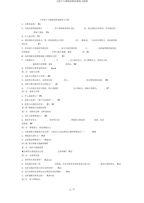 七级下人教版思想品德复习提纲
