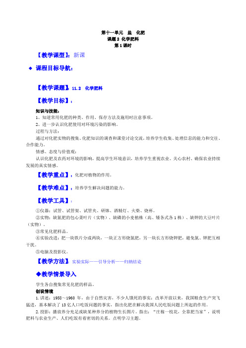 人教版化学九年级下册课题2 化学肥料(第一课时)