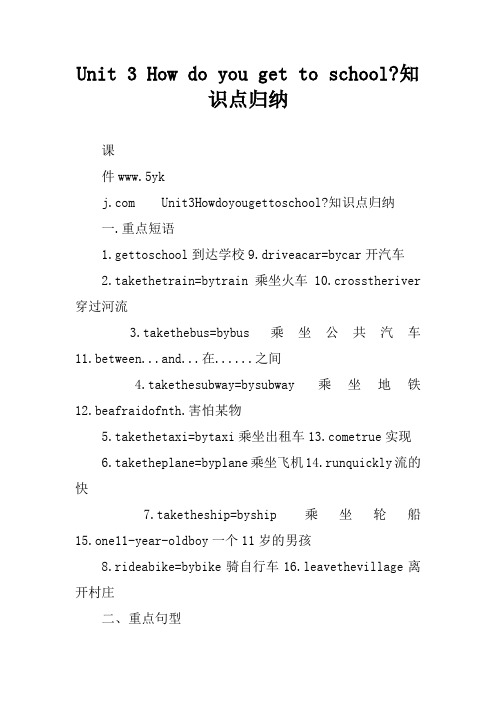 Unit 3 How do you get to school-知识点归纳
