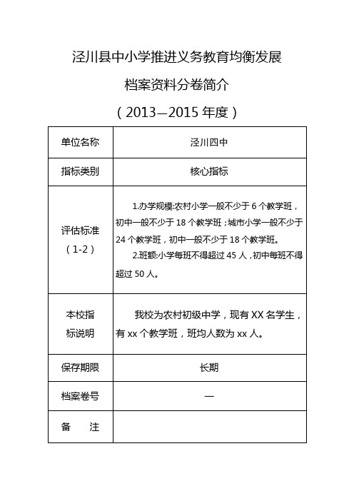 档案盒内目录(样本)